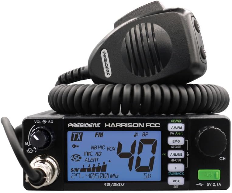 President Harrison FCC – Radio CB para vehículos con AMFM, CTCSSDCS, PA, escaneosalto, USB (kit de radio y digitalización)