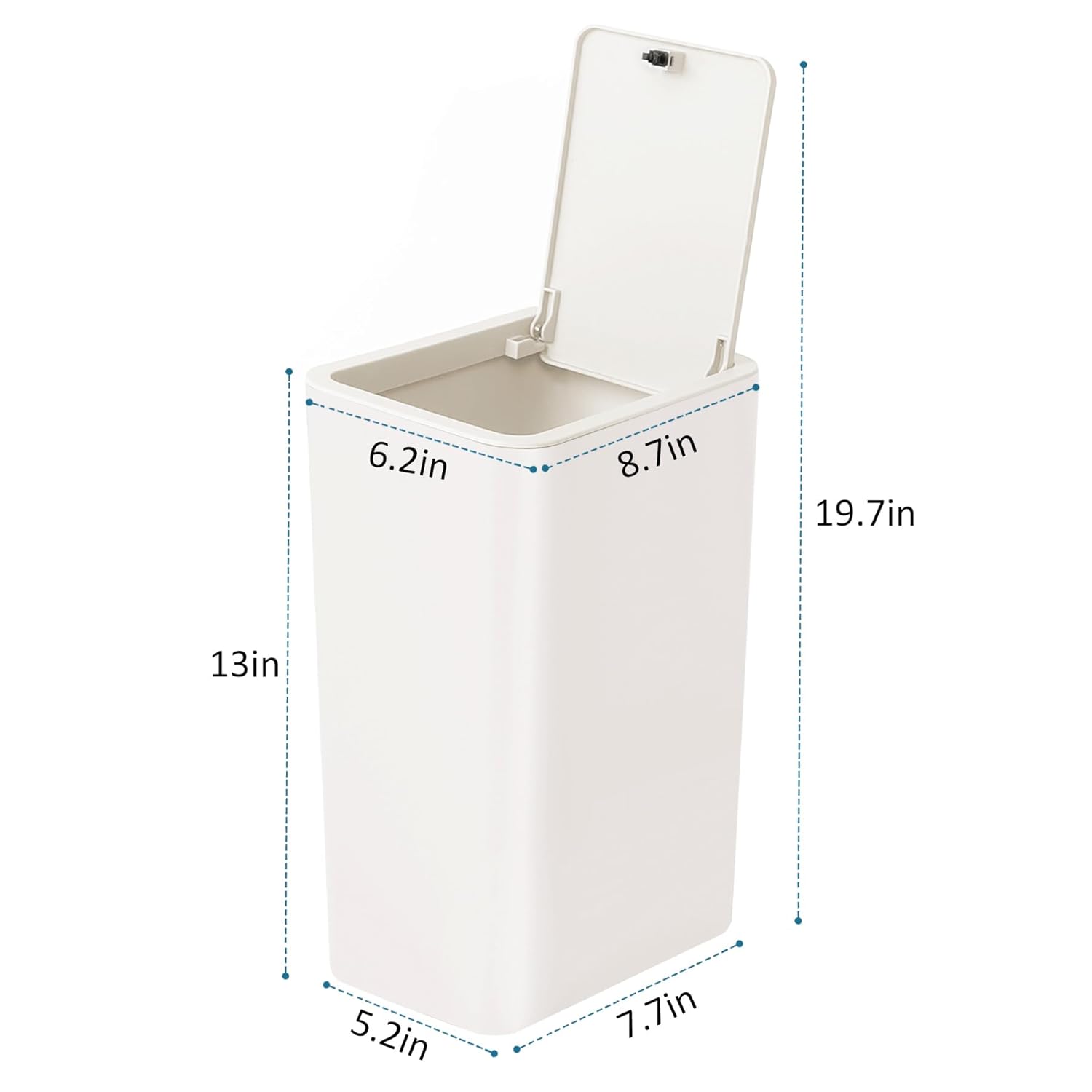 Basurero de baño con tapa, cubo de basura delgado de 10 litros2.6 galones, cesta de basura pequeña con tapa desplegable para cocina, dormitorio,