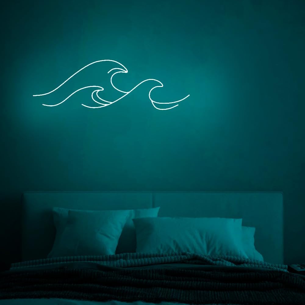 Señales de neón LED con ondas decorativas para fiestas en casa, decoración de pared, lámparas de decoración de vacaciones, brillo ajustable USB