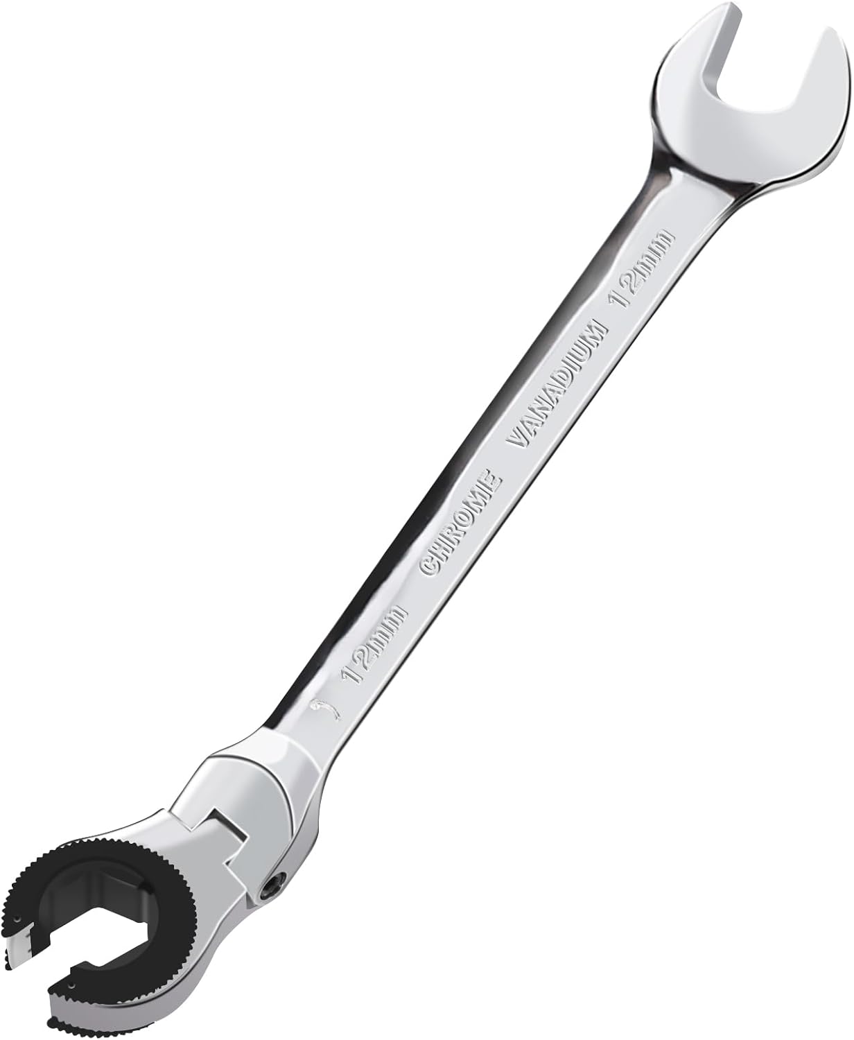 1 llave de trinquete de cabeza flexible abierta de 0.472 in, llave de trinquete métrica con 79 dientes, llave de trinquete de tubo de acero al cromo