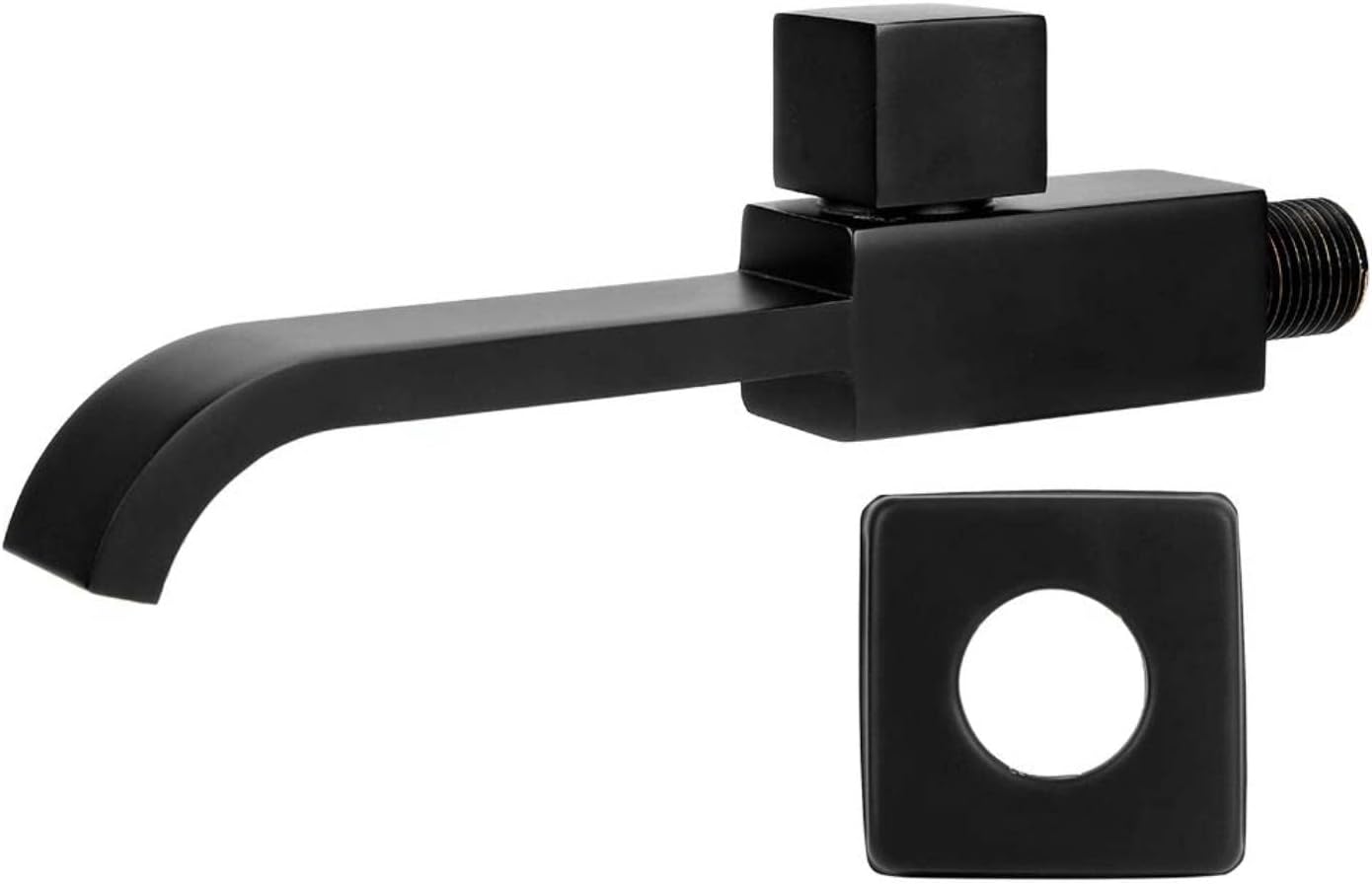 Grifo de agua de conexión de rosca G12, grifo de lavabo montado en la pared, grifo de agua fría, accesorios de baño, negro mate