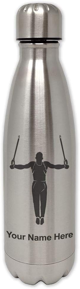 LaserGram Botella de agua de acero inoxidable de una sola pared, hombre gimnasta, grabado personalizado incluido