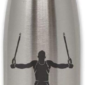 LaserGram Botella de agua de acero inoxidable de una sola pared, hombre gimnasta, grabado personalizado incluido LaserGram Botella de agua de acero inoxidable de una sola pared, hombre gimnasta, grabado personalizado incluido