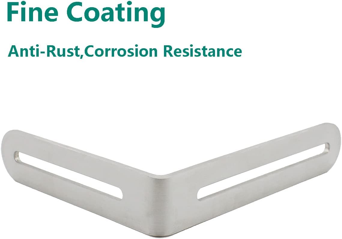 ULIFESTAR – 4 soportes de esquina ajustables en forma de L, resistentes y gruesos de acero inoxidable, soportes en ángulo recto, soporte ranurado en