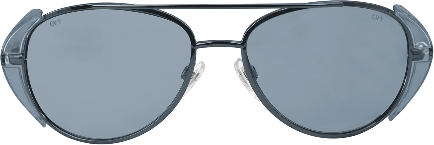 Global Vision Gafas de sol de seguridad para motocicleta de aviador, color plateado con protectores laterales