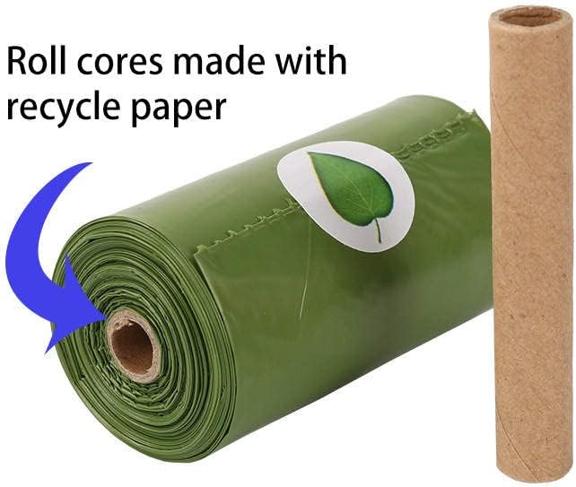 Bolsas para excrementos de perro, 13 x 9 pulgadas, extra fuertes y a prueba de fugas, bolsas verdes con dispensador y clip para correa