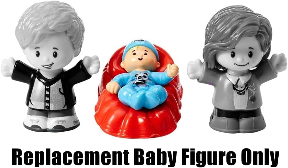Pieza de repuesto para la familia Fisher-Price Little People Big Helpers – FRM72  Figura de bebé de repuesto en traje de panda azul y canasta roja
