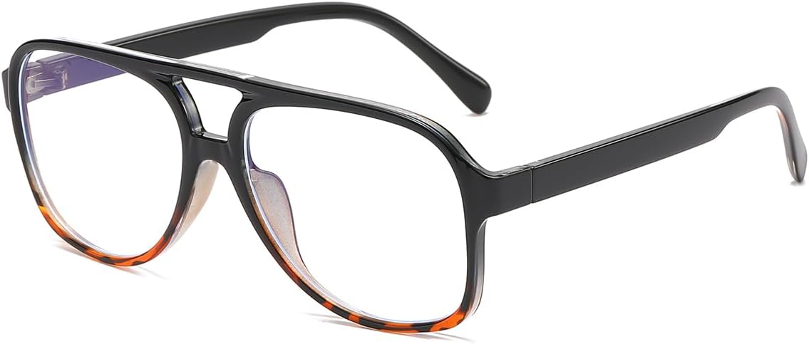 Lentes de bloqueo de luz azul de aviador para mujeres y hombres, lentes retro de los años 70 con marco de aviador sin receta