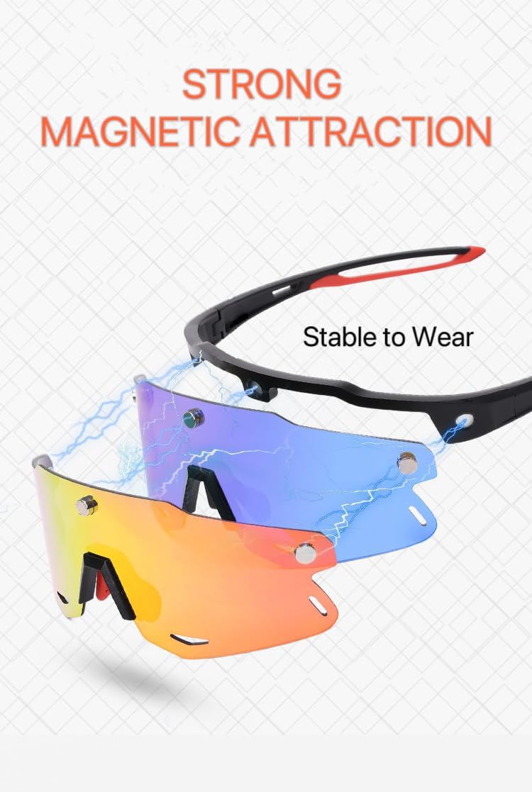 Himiway – Gafas de sol deportivas para hombre y mujer, rojoazul hieloazul hielopolarizadorojo-magnéticoazul hielo-magnéticoazul hielo-magnético