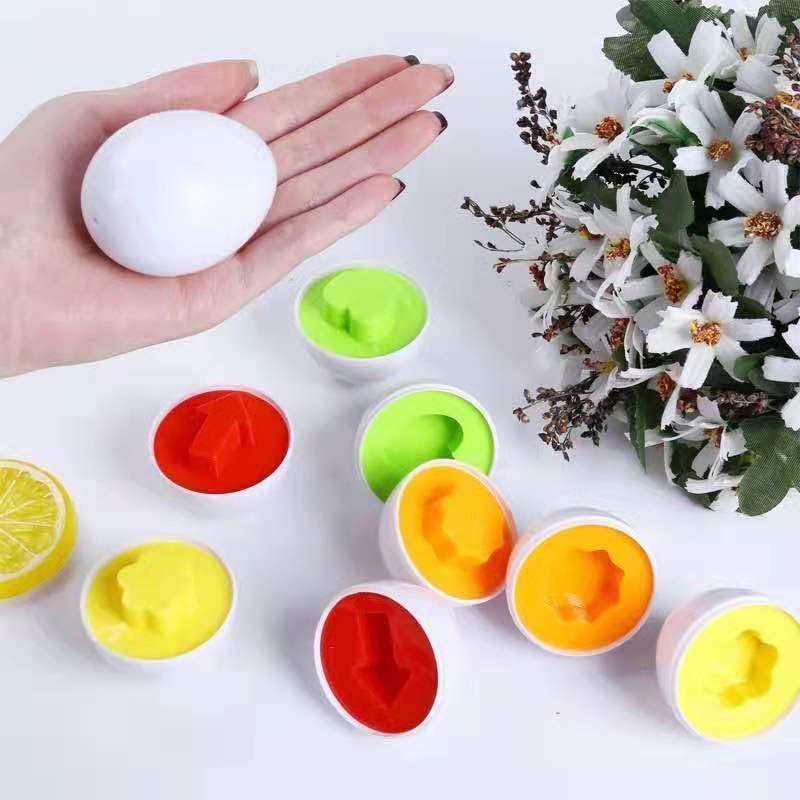 Huevos de Pascua a juego, 12 piezas de juego educativo preescolar, habilidades de reconocimiento de color y forma, juguete de aprendizaje regalo
