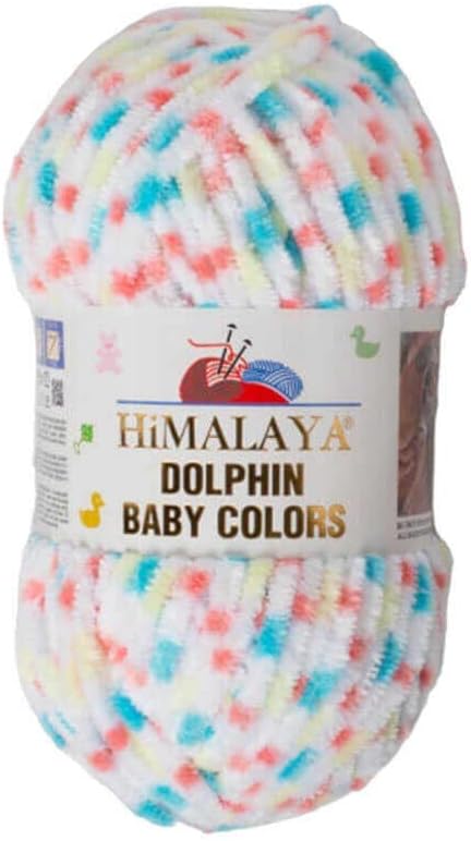 Paquete de 2 madejas Himalaya Dolphin Baby Colors, cada madeja de 3.53 oz3,5 onzas, 120 mt 132 yardas, hilo súper voluminoso, hilo para manta, hilo