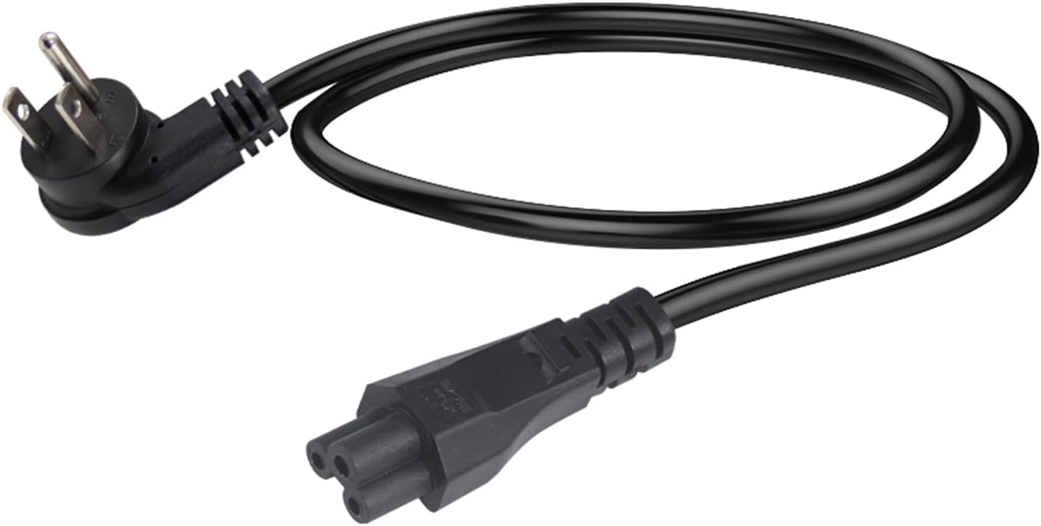 Cable de alimentación estándar para portátil de 2 pies, 18 AWG 45 grados, enchufe plano NEMA 5-15P a Iec 60320 C5, cable de alimentación de CA