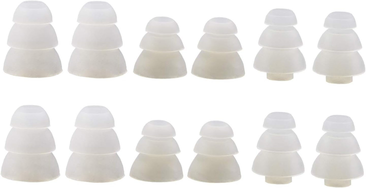 Motanar Punta de oreja de triple brida, 6 pares SML, tamaño triple de tres bridas, almohadillas de silicona con orificio de conector de 0.157in,