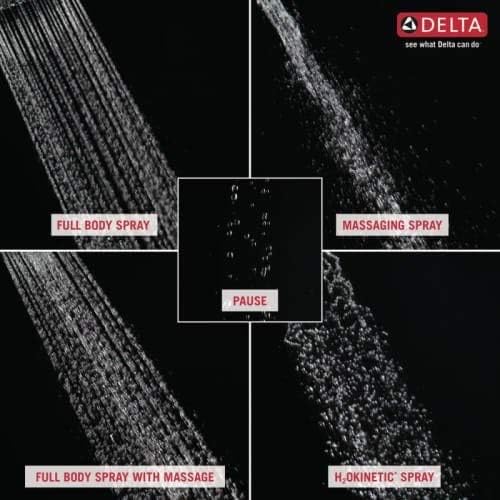 Delta Faucet 52638-PN20-PK – Cabezal de ducha contemporáneo H2OKinetic de 5 ajustes, níquel pulido