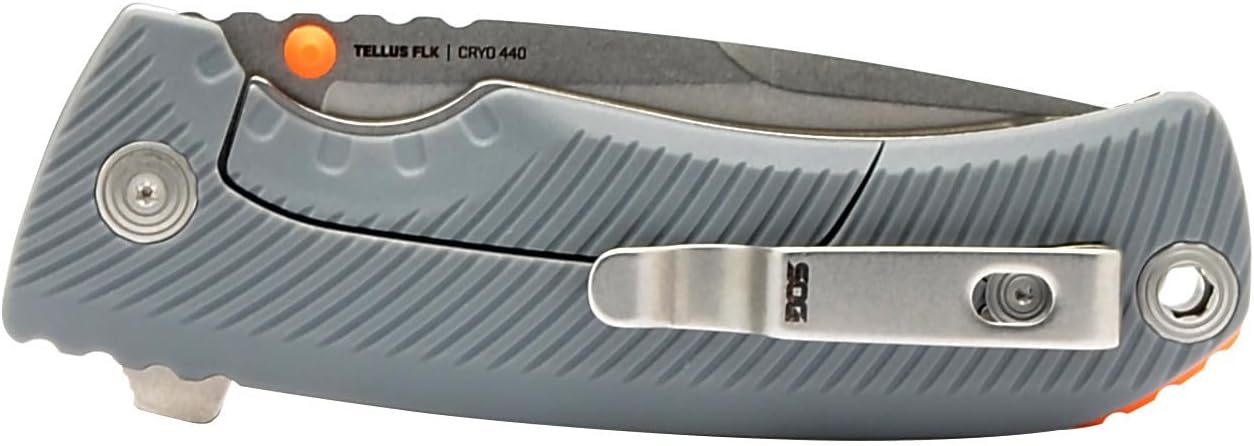 SOG Tellus FLK Daily Outdoor – Cuchillos plegables con cerradura de marco de tamaño completo  Mango GRN  Hoja de acero inoxidable CRYO 440C  Clip de