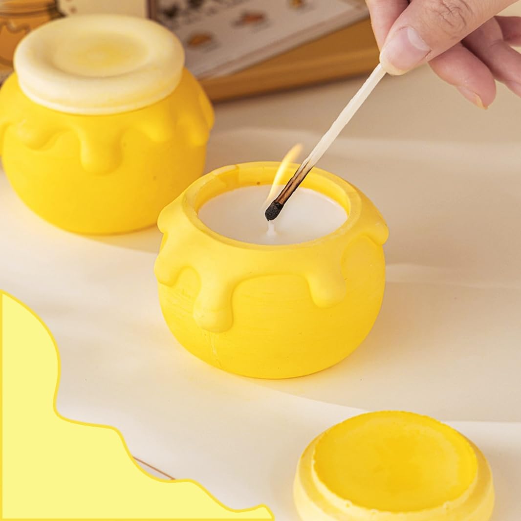 XYQHOAC Molde de tarro de abeja para frascos de resina epoxi, moldes de silicona con tapa, molde de tarro de almacenamiento de resina epoxi, moldes