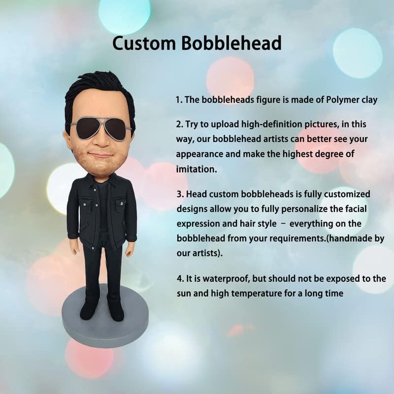 Mydedor – Figuras personalizadas de Bobble Heads, figuras de hombre casuales negras, figuras de cabeza de bobble hechas a mano, regalo de cumpleaños