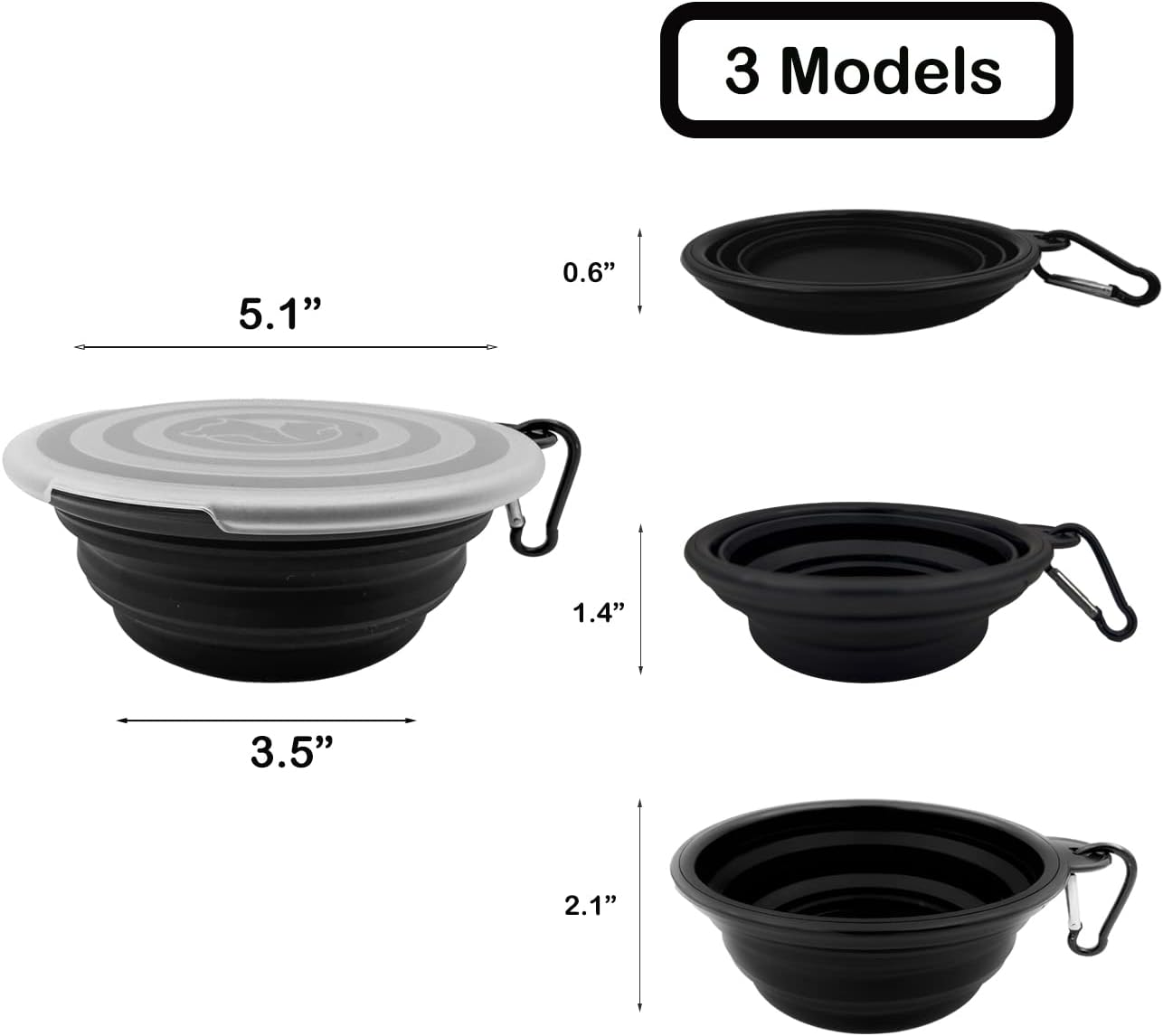 Cuencos plegables de viaje para perros, paquete de 2 cuencos de viaje para perros pequeñosgrandes, portátil, plegable, plato de riego para