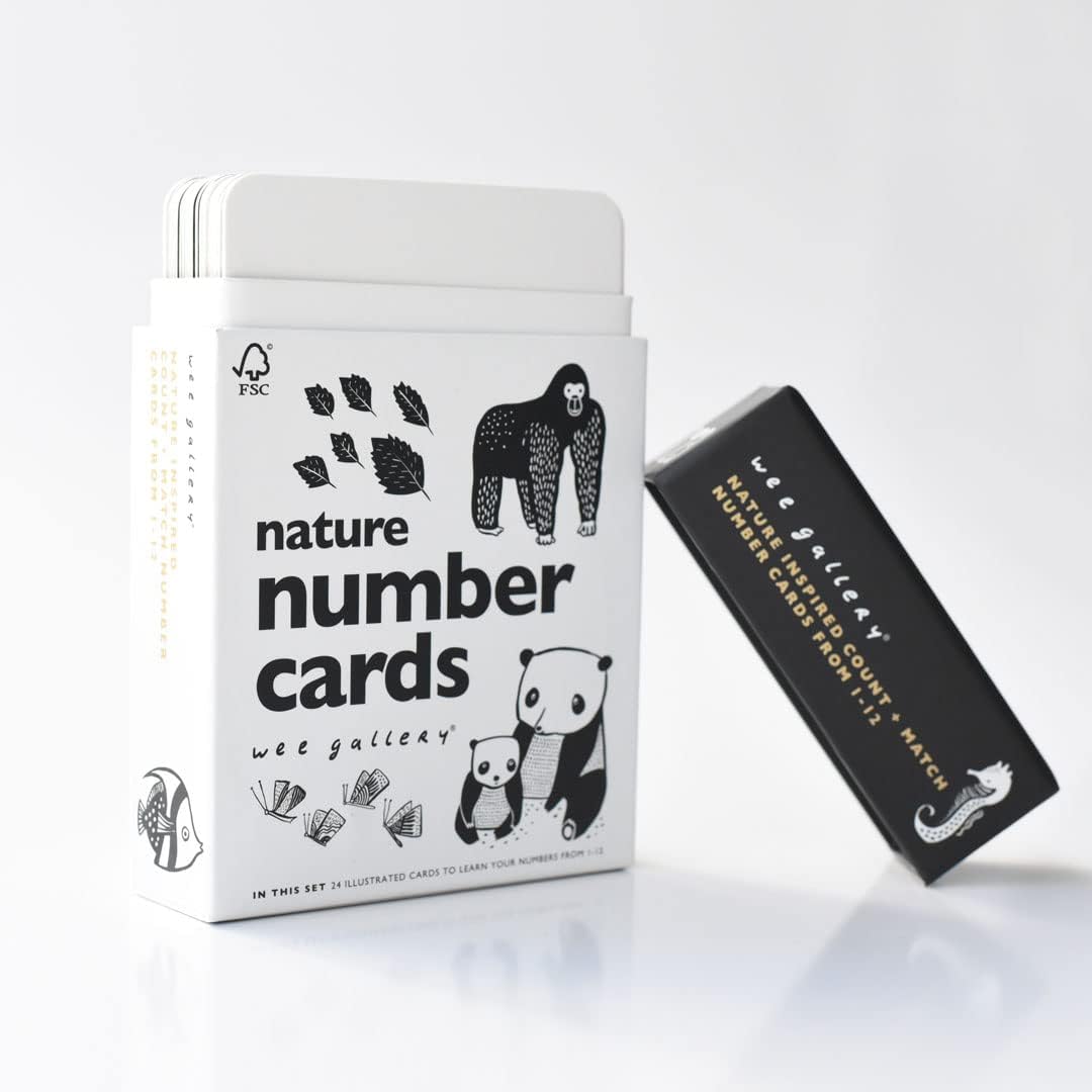 Wee Gallery Juego de tarjetas de números de bambú y números de la naturaleza, juguetes educativos de aprendizaje para bebés, niños pequeños, niños