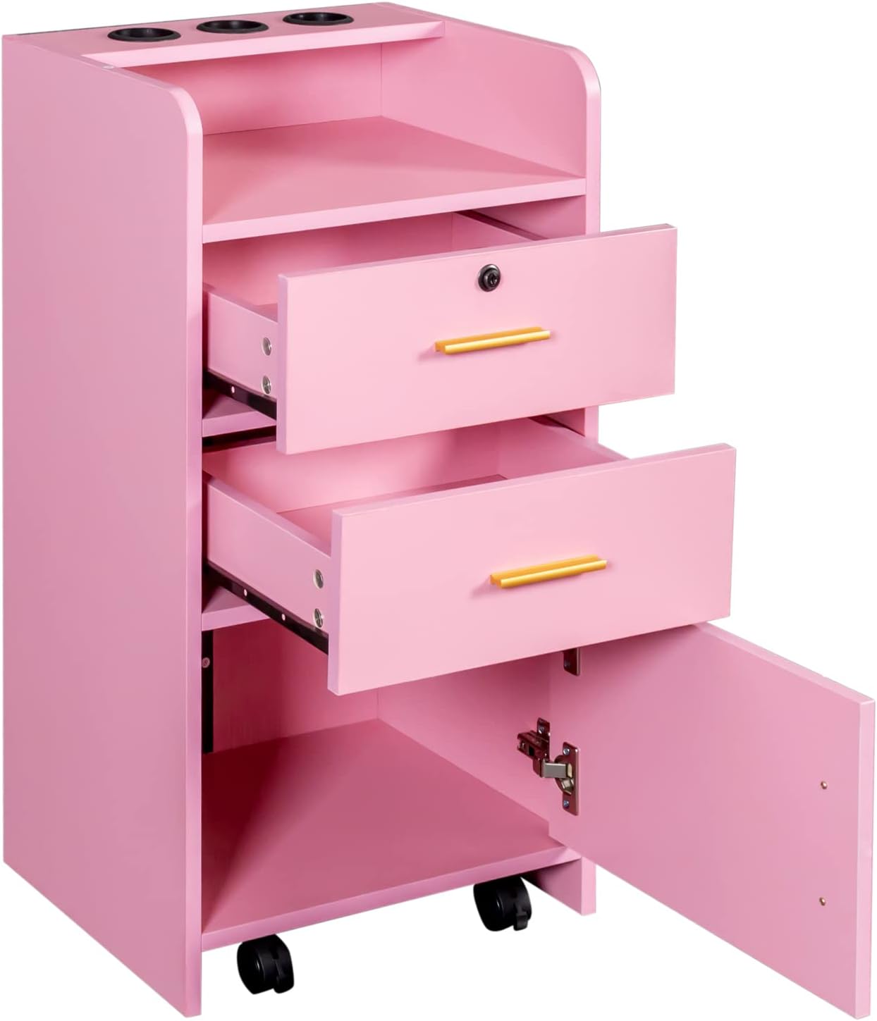 Armario de almacenamiento de metal con cerradura con ruedas, gabinete de almacenamiento extraíble, cajón cerrado, adecuado para peluquería, hogar