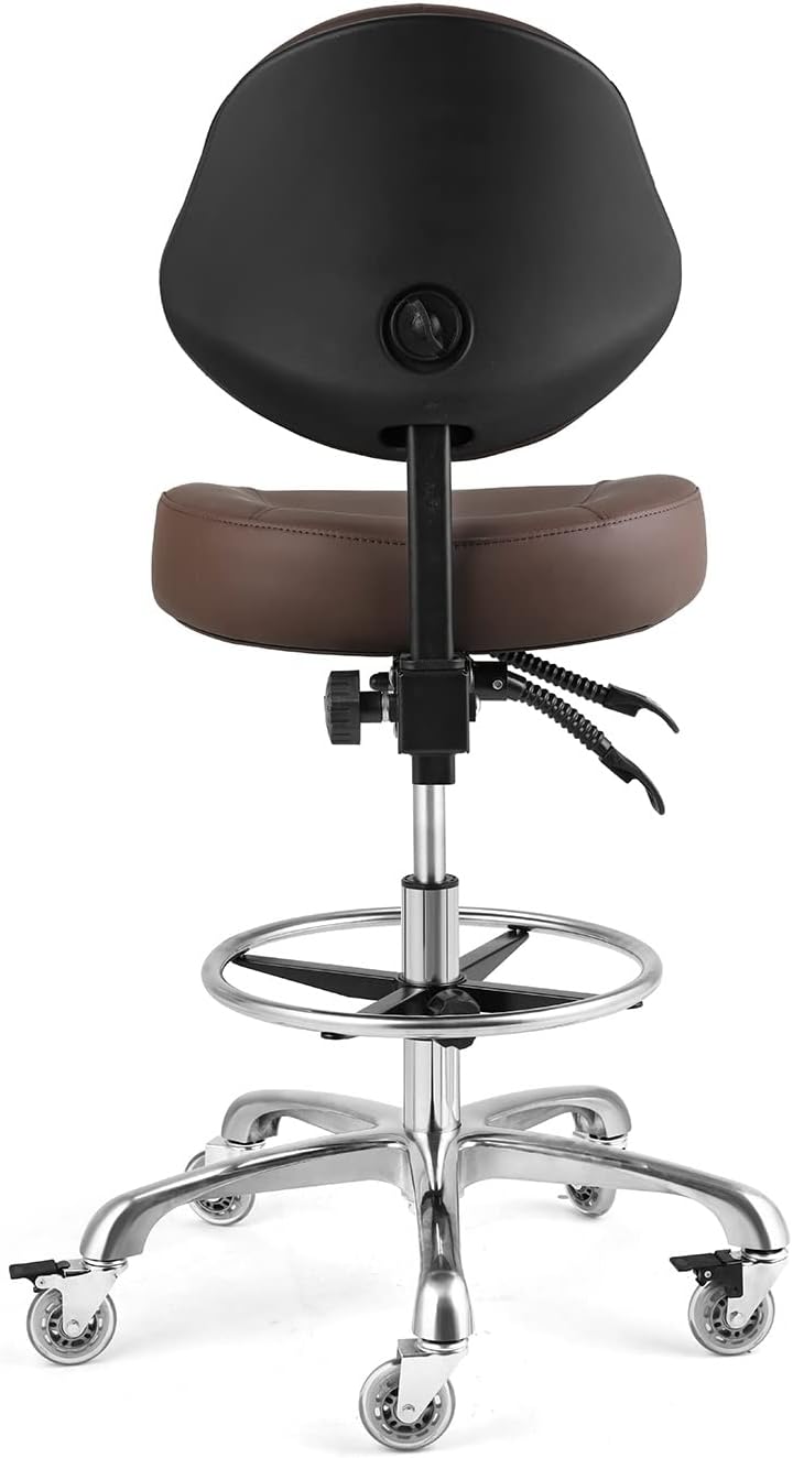 Silla ergonómica de dibujo con respaldo, silla de oficina alta para escritorio de pie, anillo ajustable para el pie, taburetes giratorios para