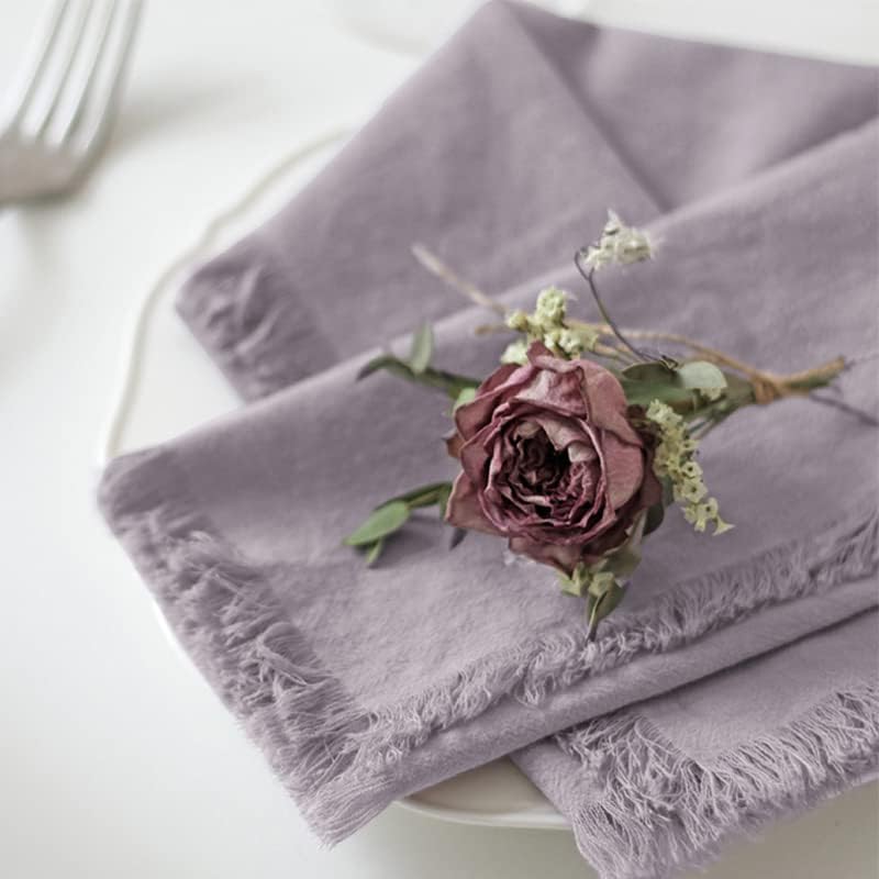 Ayuzawa Servilletas de tela hechas a mano 100% algodón con flecos, delicadas servilletas de tela hechas a mano para cenas, fiestas, bodas y más, 18