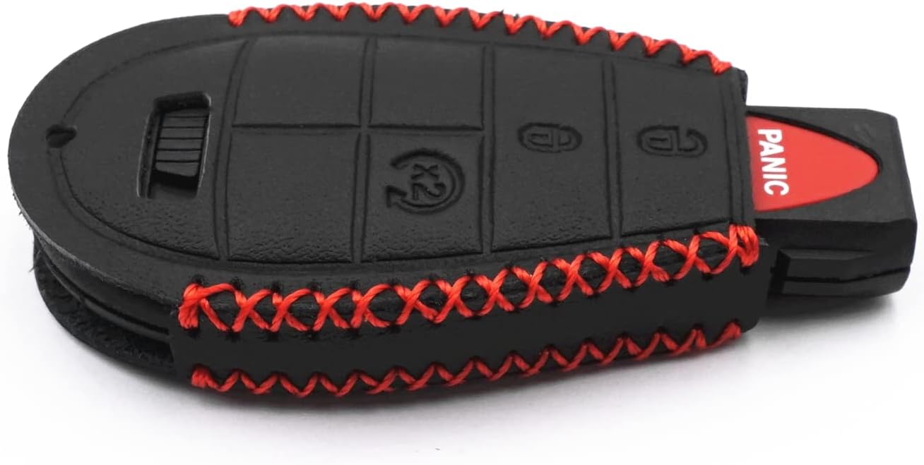 Funda de cuero inteligente con 4 botones para Dodge Ram 1500 2500 3500 Challenger Durango Grand Caravan Journey Jeep Grand Cherokee (negro)