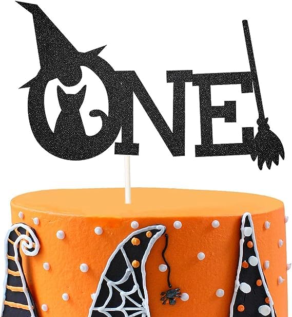 Confect Decoración para tartas  Witchy Woo One Topper  Decoración con purpurina  Decoración decorativa para tartas  1 unidad