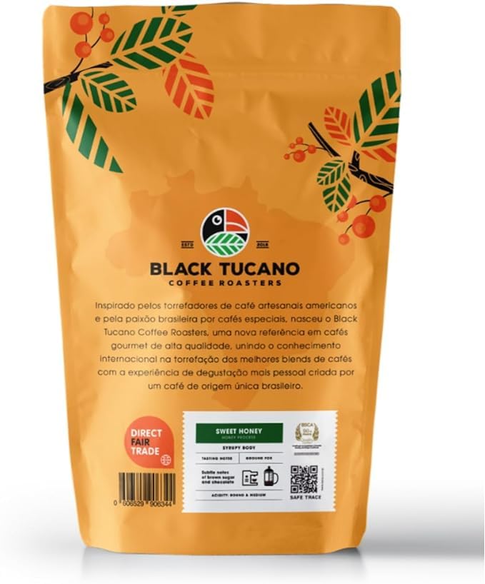 Black Tucano Café especial  Café brasileño en grano entero tostado medio  Café con miel en granos enteros  8.8 onzas 8.82 oz