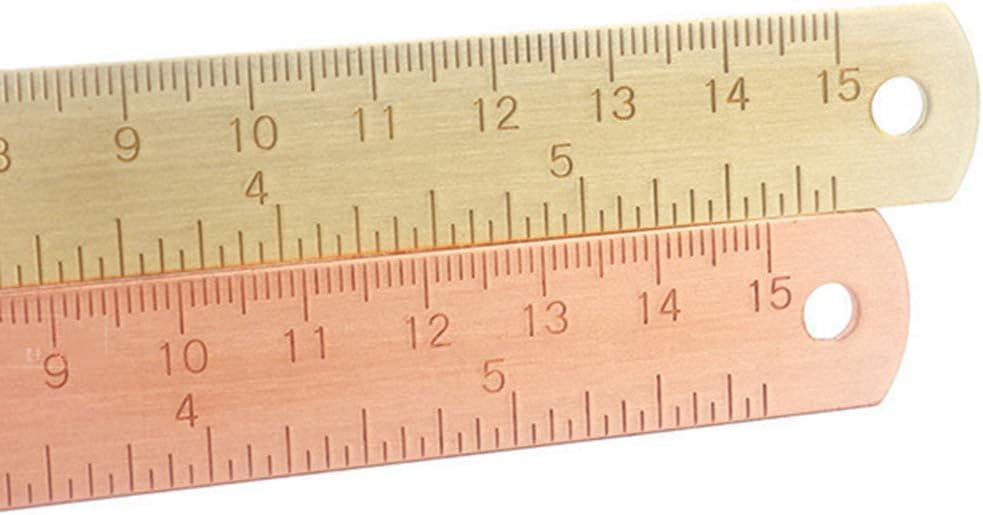 Regla de oro rosa, regla de dibujo de metal, regla recta de latón, regla de medición de aprendizaje unisex, papelería para escuela, oficina,
