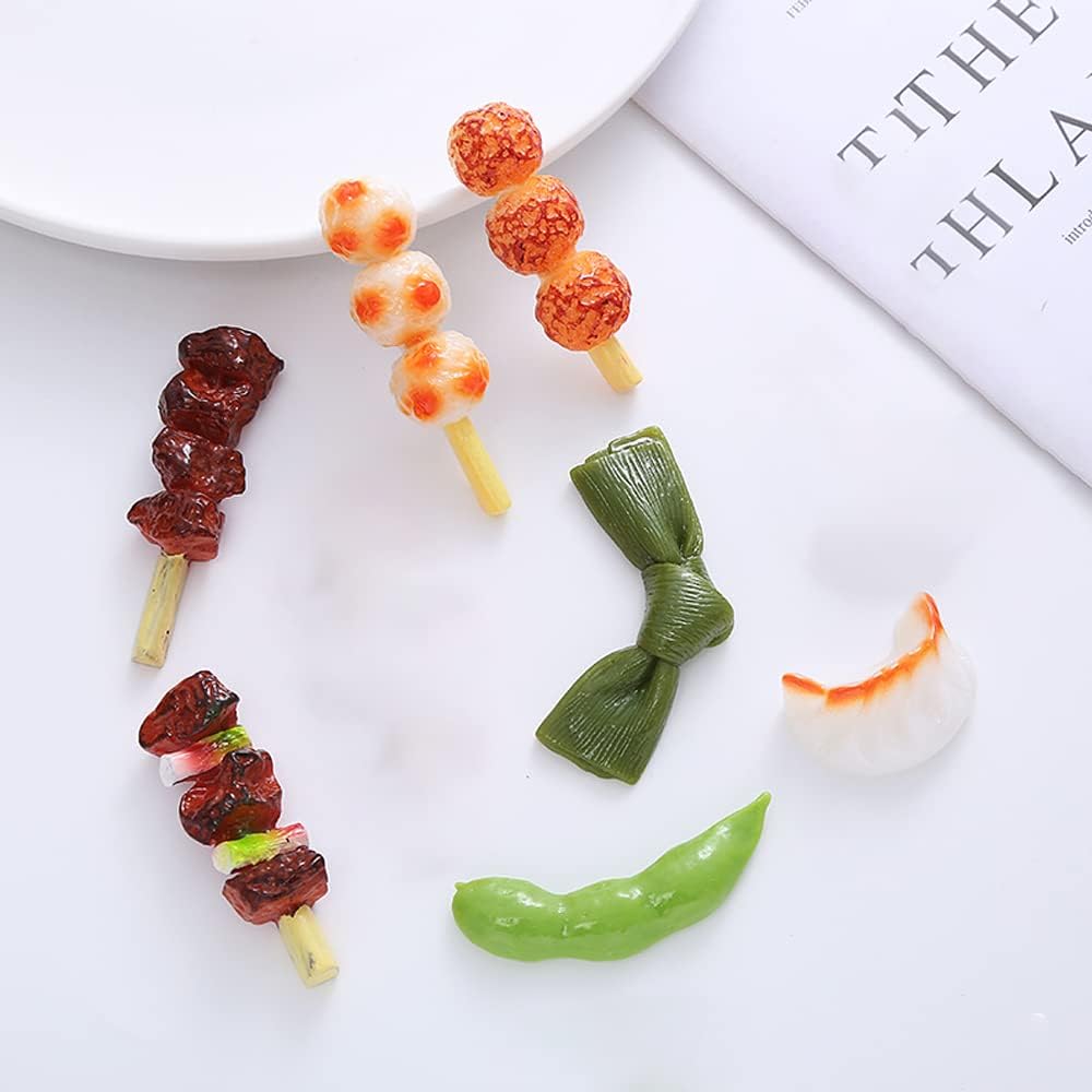 Bonitos imanes para refrigerador, paquete de 8 divertidos imanes para nevera, brochetas de simulación, imanes de comida 3D, imanes kawaii para