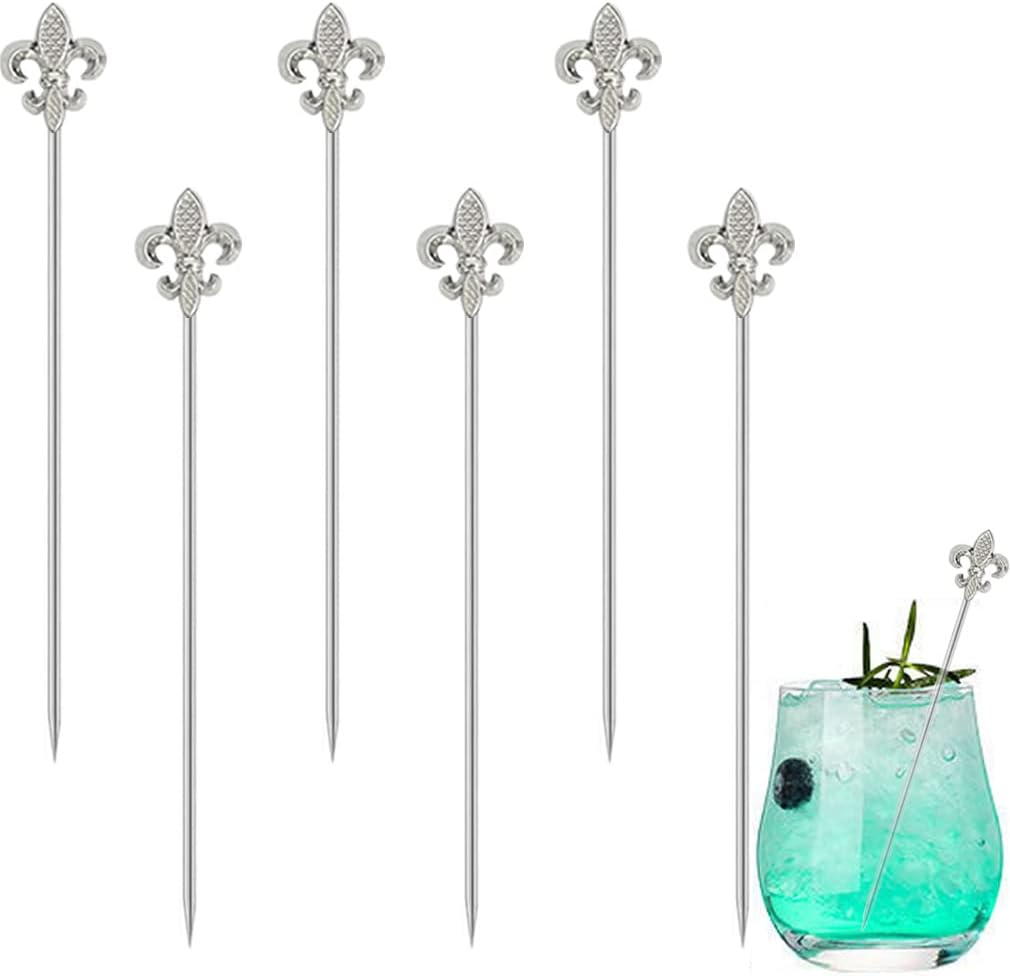 6 palillos de oliva Martini, palillos de cóctel de acero inoxidable, palillos de dientes de frutas para aperitivos, cítricos, cerezas, bebidas,