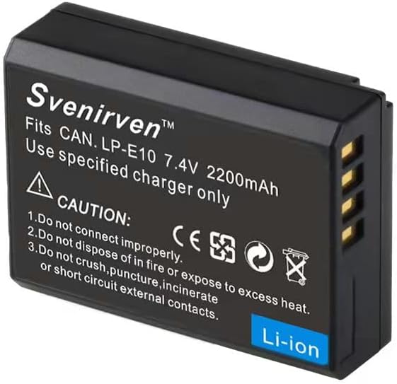Svenirven Batería LP-E10 de 2200 mAh para Canon EOS Rebel T3, T5, T6, T7, Kiss X50, Kiss X70, EOS 1100D, EOS 1200D, EOS 1300D, EOS 2000D Cámara