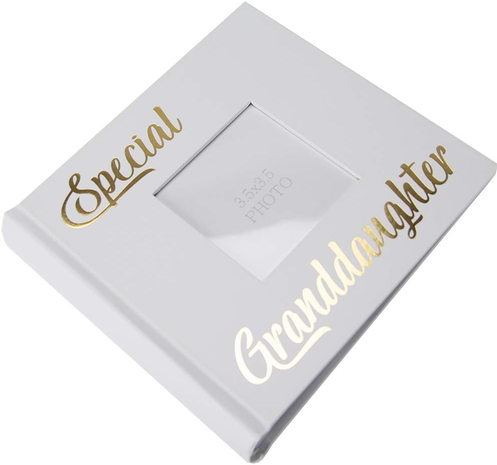 Álbum de fotos de nieta especial blanco moderno con texto dorado – Capacidad para 80 fotos de 4 x 6 pulgadas, idea de regalo perfecta para nieta