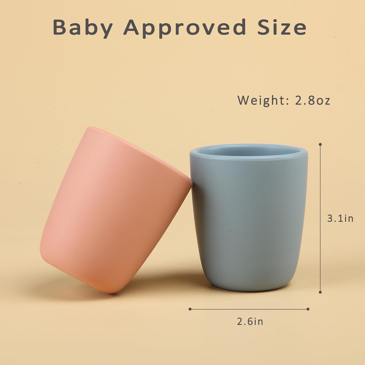 Utensilios de silicona para bebés de 6 a 12 meses, cucharas de entrenamiento de silicona suave y taza de entrenamiento pequeña de 4 onzas para