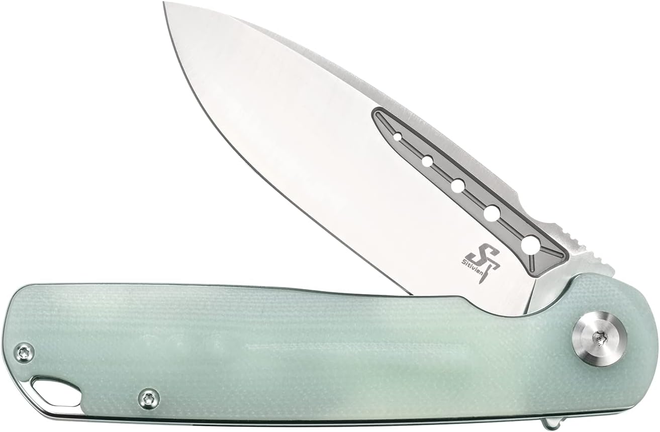 Sitivien ST131 – Cuchillo plegable, hoja D2 G10, cuchillo de herramientas EDC con bloqueo de forro para acampar al aire libre, senderismo, pesca