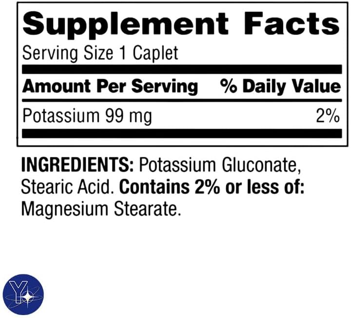 Comprimidos de suplemento dietético de salud cardíaca de potasio, 99 mg, 250 unidades Spring Valley y marcapáginas de regalo YOLOMOLO