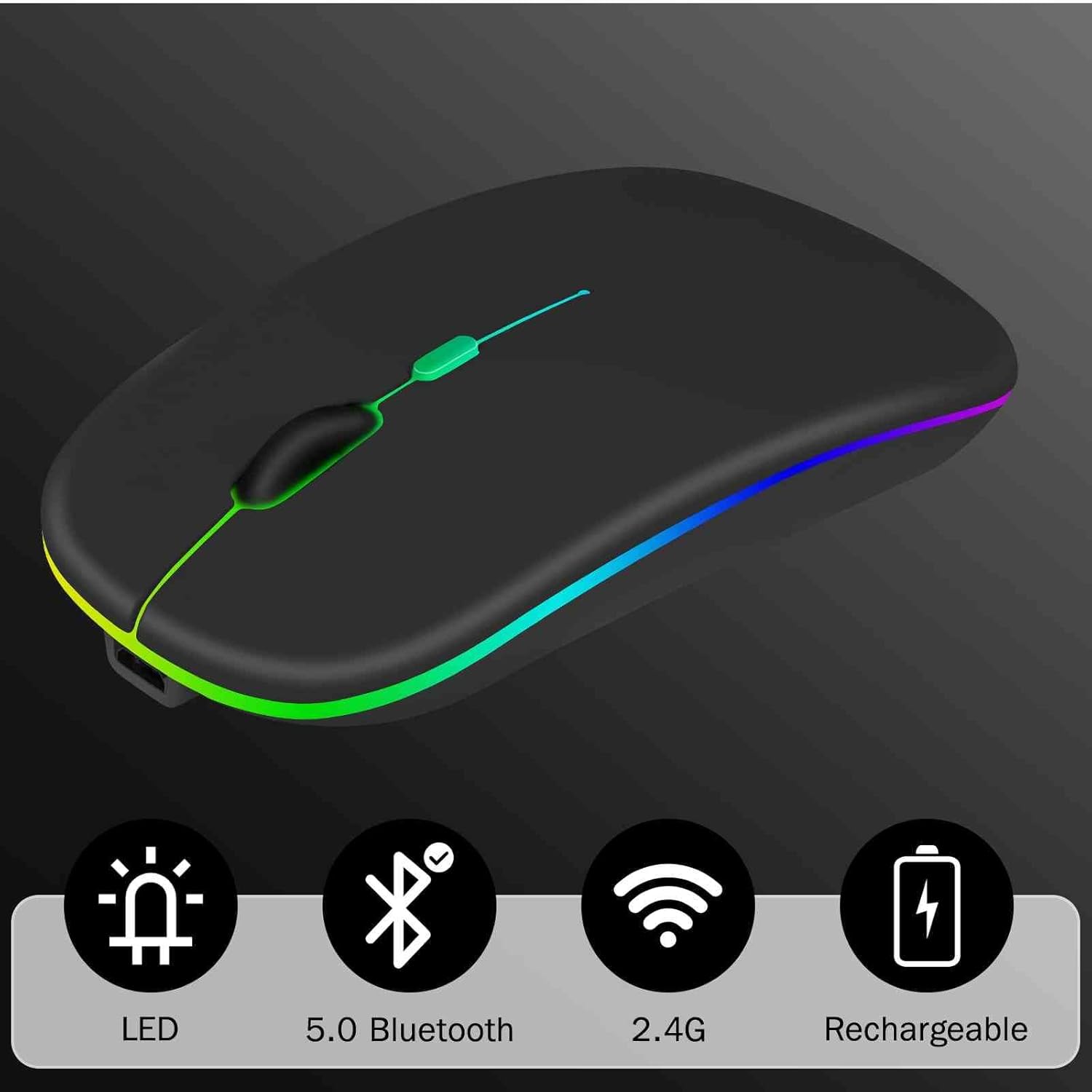 Ratón recargable Bluetooth para HP EliteBook 840 G3 portátil Bluetooth Ratón inalámbrico diseñado para portátilPCMaciPad proComputadoraTabletAndroid