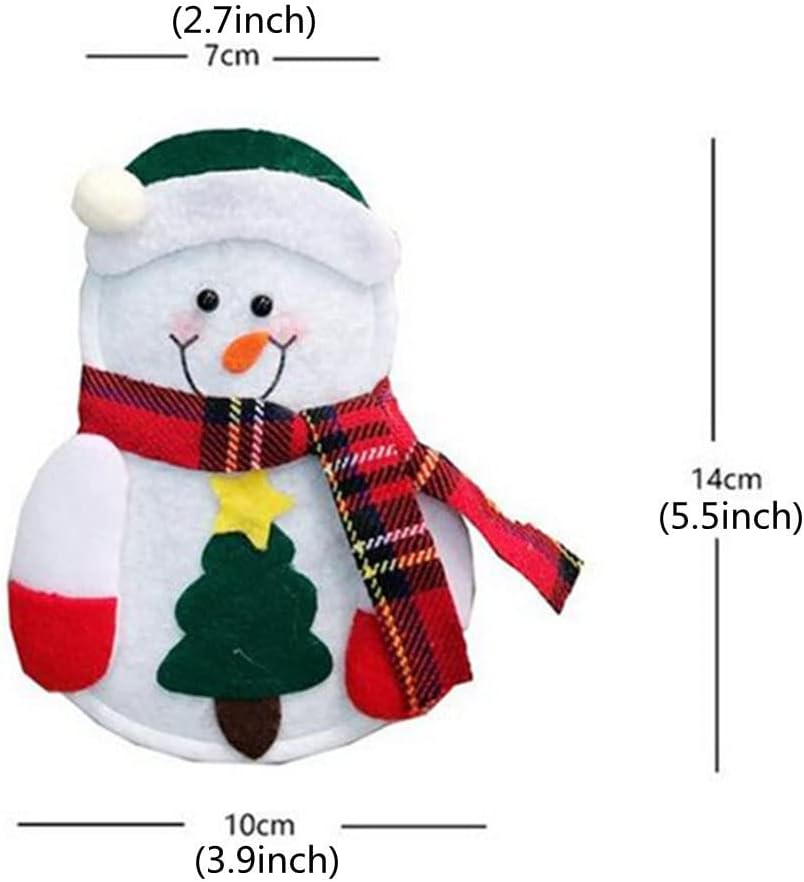 12 piezas de Navidad bolsa de cubiertos lindo muñeco de nieve cubiertos soporte cuchillo tenedor bolsa bolsa decoración para fiesta de Navidad cena