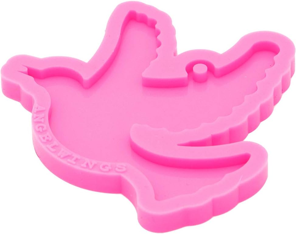 Llavero de silicona brillante con forma de pájaro brillante con agujero para bricolaje de pájaros voladores, collar de caramelo, joyería epoxi,