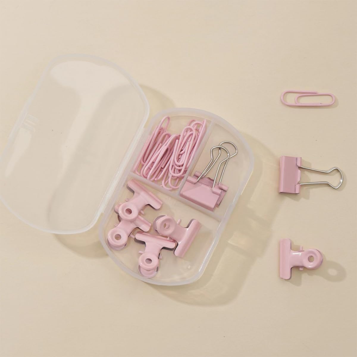 YOWPEY 23 clips rosados para carpeta, clips de metal para bisagra, clips de papel, clips de papel, juegos de clips de papel, varios tamaños para