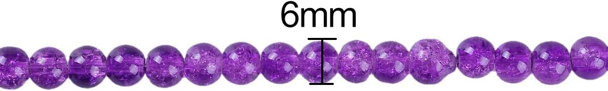 PEPPERLONELY 200 cuentas sueltas de vidrio agrietado redondo morado de 0.236in, (28 pulgadas) de diámetro