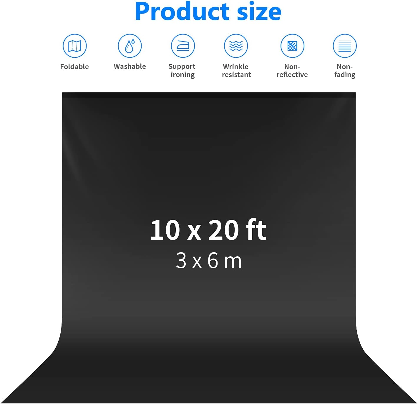 PRO Photo Studio telón de fondo plegable para fotografía, video y televisión, 100% pura muselina de 6 x 9 PIES (solo fondo).