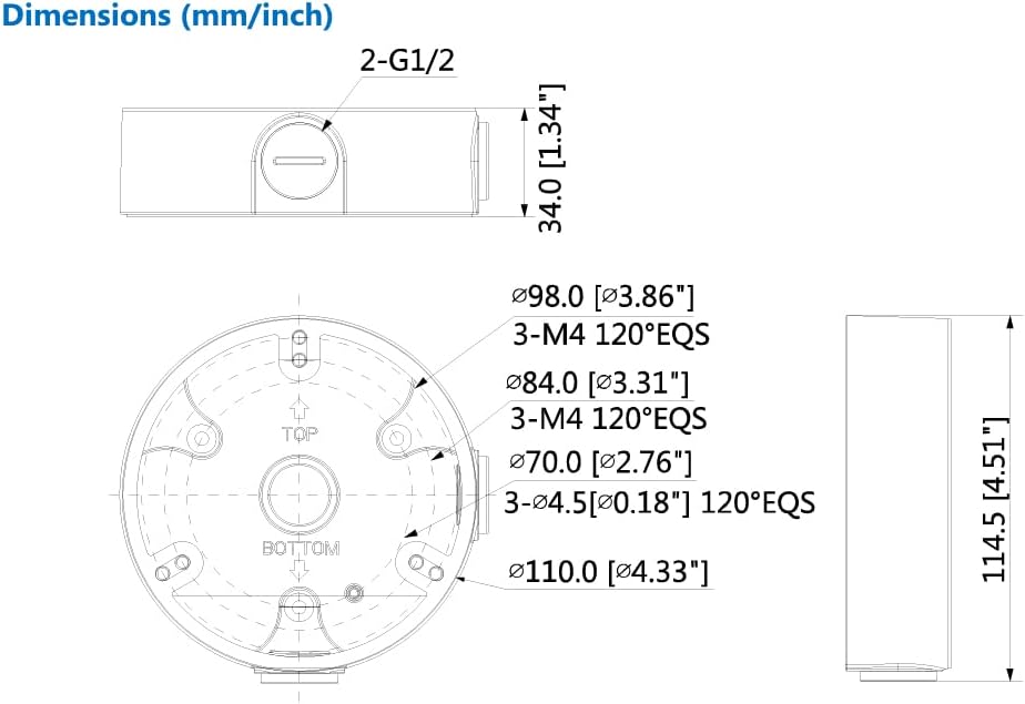 PFA136 Caja de conexiones para cámara Dahua IP Dome y Eyeball Camera, Whtie, paquete de 1