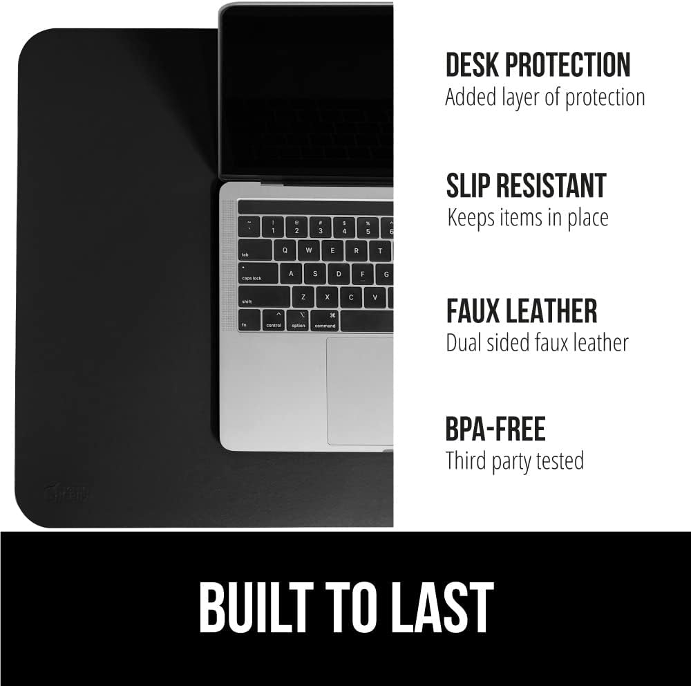 GORILLA GRIP Alfombrilla de escritorio, antideslizante y resistente al calor, almohadillas de piel sintética suave, protector de doble cara, fundas
