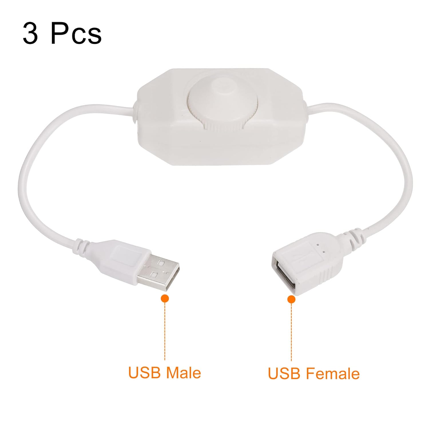 MECCANIXITY Interruptor de atenuación de tira LED de 5 V CC USB hembra a macho cable de extensión con controlador de interruptor giratorio para