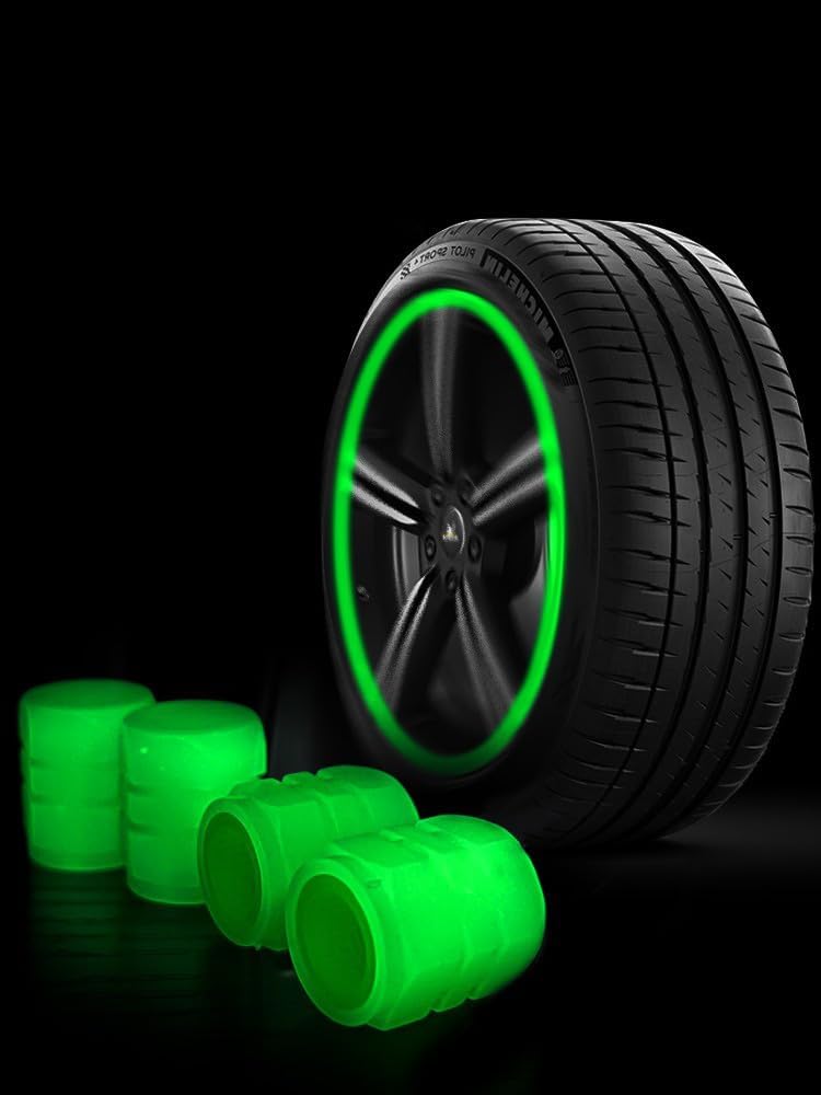 Tapones fluorescentes que brillan en la oscuridad para válvulas de neumáticos, tapones universales para válvulas de automóviles que mejoran el