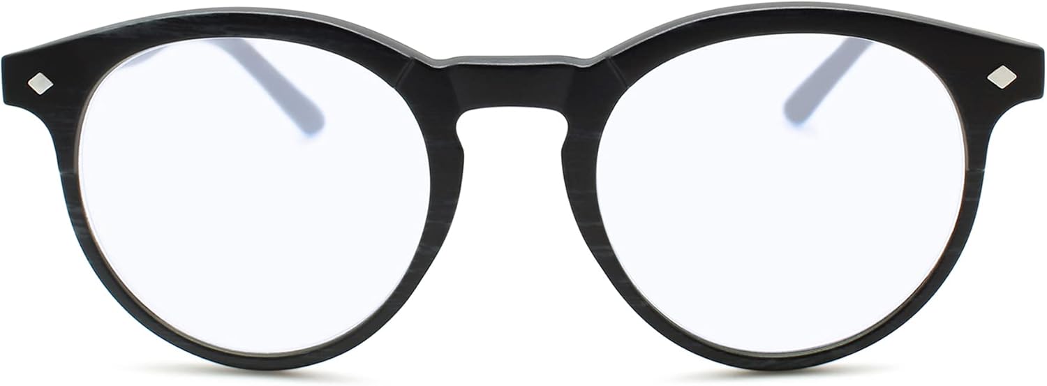 Lentes de luz azul redondos negros para hombres y mujeres para lucir modernos con visión clara, anteojos de lectura resistentes y duraderos para