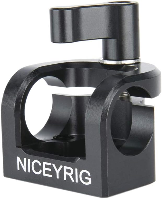 NICEYRIG Abrazadera de varilla de 0.591 in, soporte de varilla individual para sistema de soporte de riel de 0.591 in, montaje EVF, luz LED,