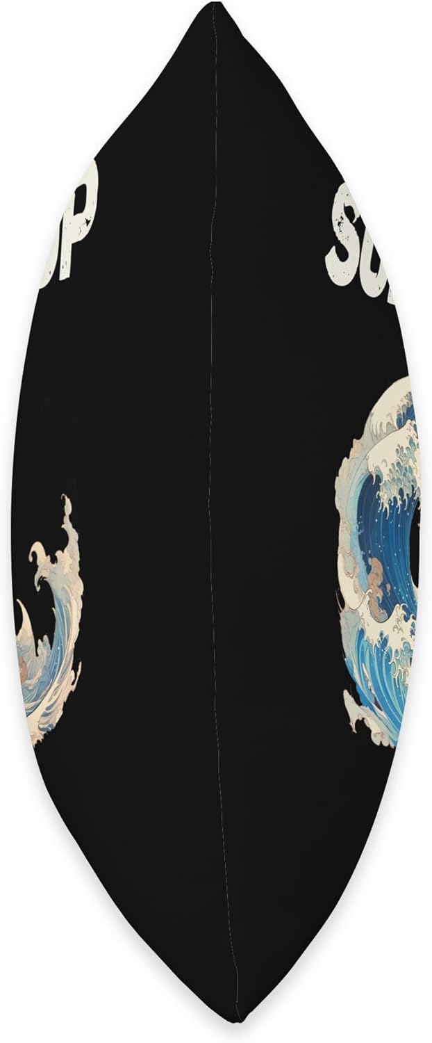 Surf, Paddle Board Windsurf Surfs up Waves Pumping Bodysurf – Almohada larga, 18 x 18 pulgadas, multicolor